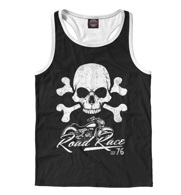 Мужская майка-борцовка с изображением Гонщик цвета Белый