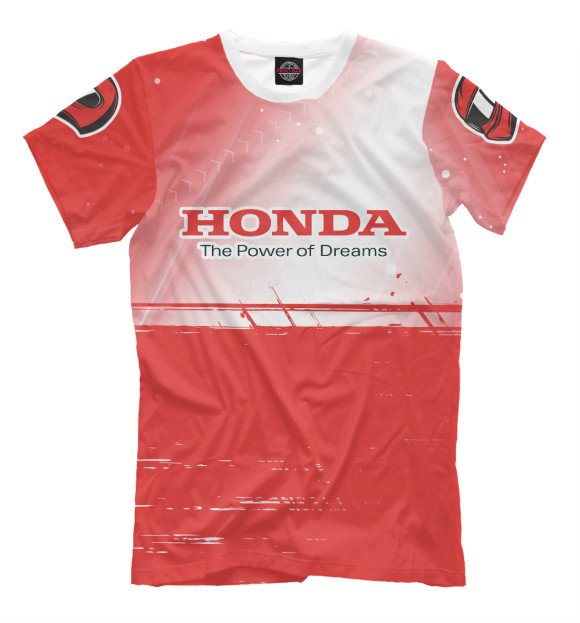 Мужская футболка с изображением Хонда - Racing (Рукава) цвета Белый