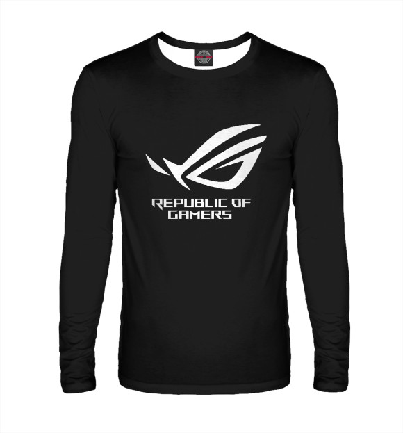Мужской лонгслив с притом Asus Republic of Gamers цвета Белый Мужской лонгслив с изображением Asus Republic of Gamers цвета Белый