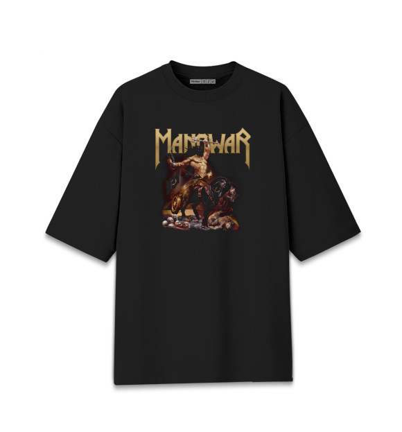 Женская футболка оверсайз с изображением Manowar цвета Черный
