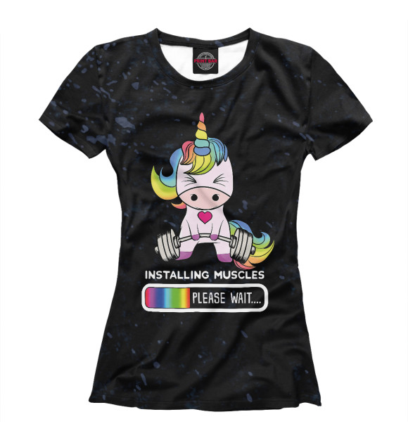 Футболка для девочек с изображением Unicorn Gym цвета Белый
