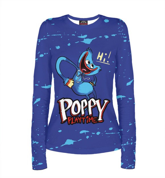 Женский лонгслив с изображением Poppy Playtime Хагги Вагги цвета Белый