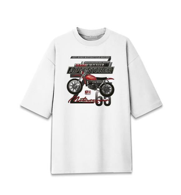 Мужская футболка оверсайз с изображением Мотоцикл цвета Белый