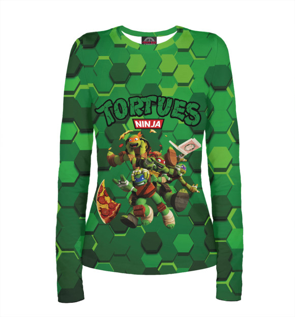 Женский лонгслив с изображением Черепашки-ниндзя цвета Белый