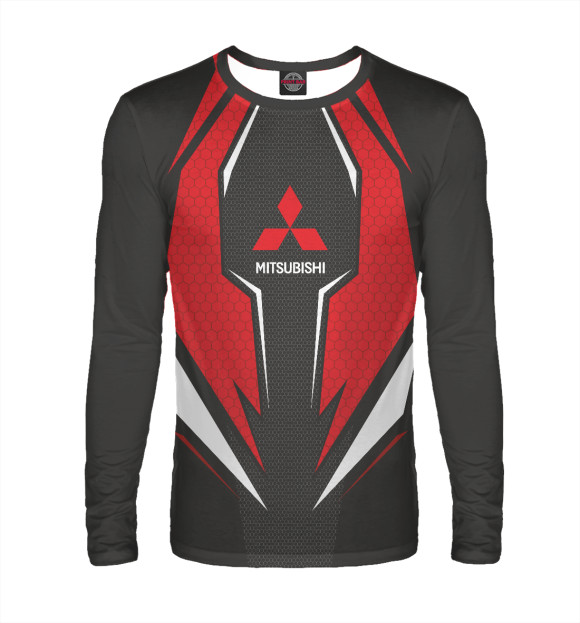 Мужской лонгслив с изображением Mitsubishi Driver team Red цвета Белый