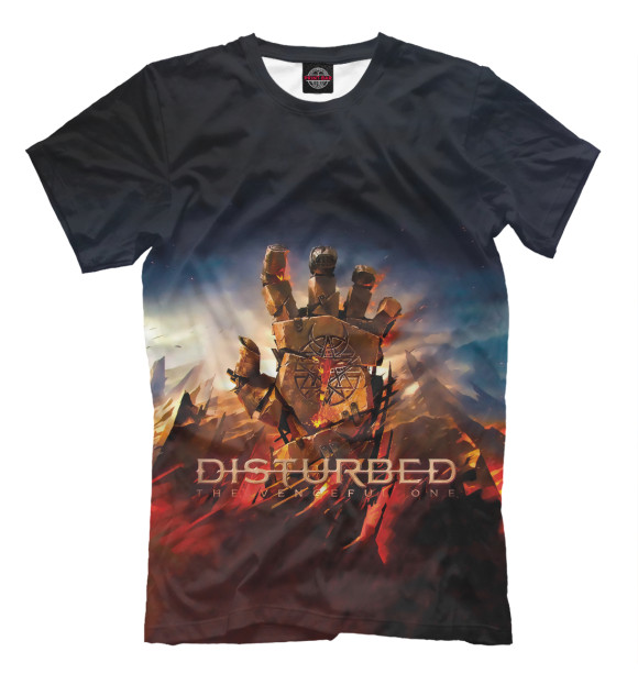 Мужская футболка с изображением Disturbed альбом цвета Белый
