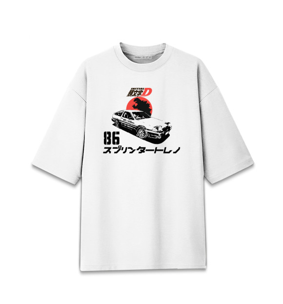 Мужская футболка оверсайз с изображением Initial D Хачироку цвета Белый