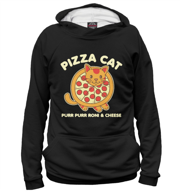Женское худи с изображением Pizza cat цвета Белый