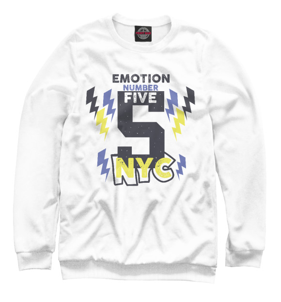 Мужской свитшот с изображением Emotion number five NYC 5 цвета Белый