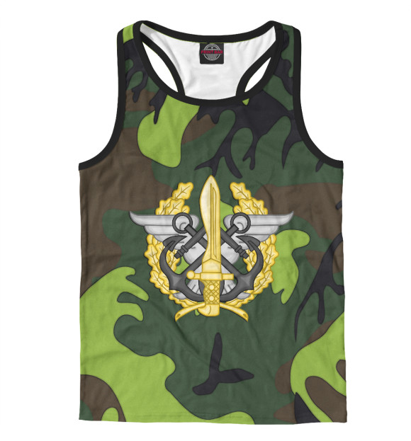 Мужская майка-борцовка с притом ВМФ России цвета Белый Мужская майка-борцовка с изображением ВМФ России цвета Белый