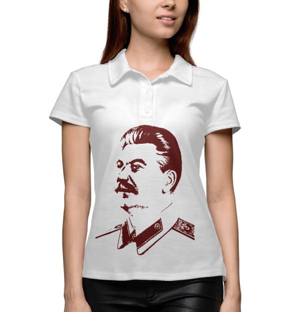 Женское поло с изображением Сталин Иосиф Виссарионович цвета Белый