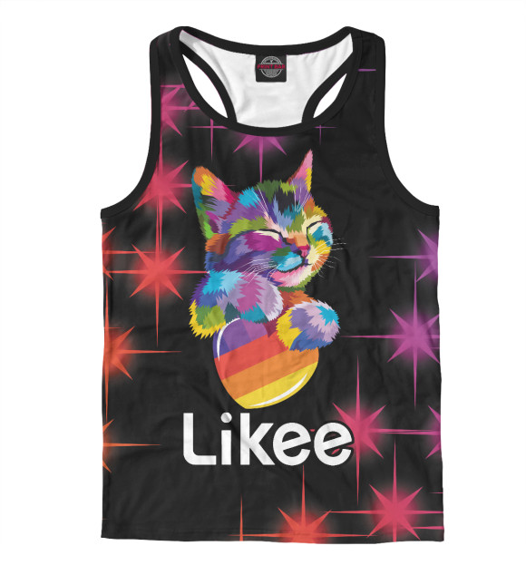 Мужская майка-борцовка с изображением LIKEE цвета Белый