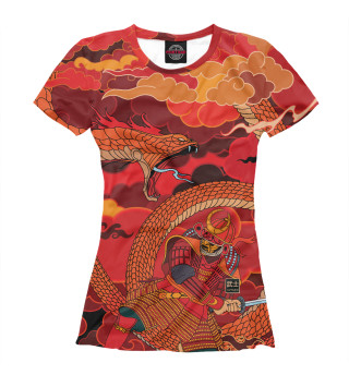 Женская футболка Самурай и змея