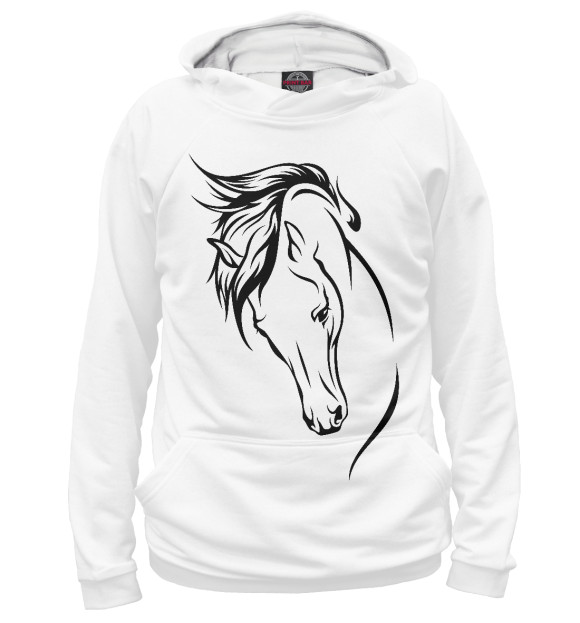 Худи для мальчика с изображением Лошадь на белоснежном фоне цвета Белый