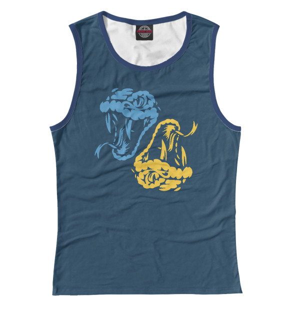 Майка для девочки с изображением Головы Питонов - Python цвета Белый