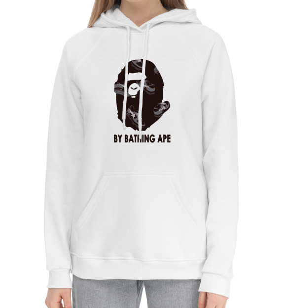 Женский хлопковый худи с изображением By Bathing Ape цвета Белый