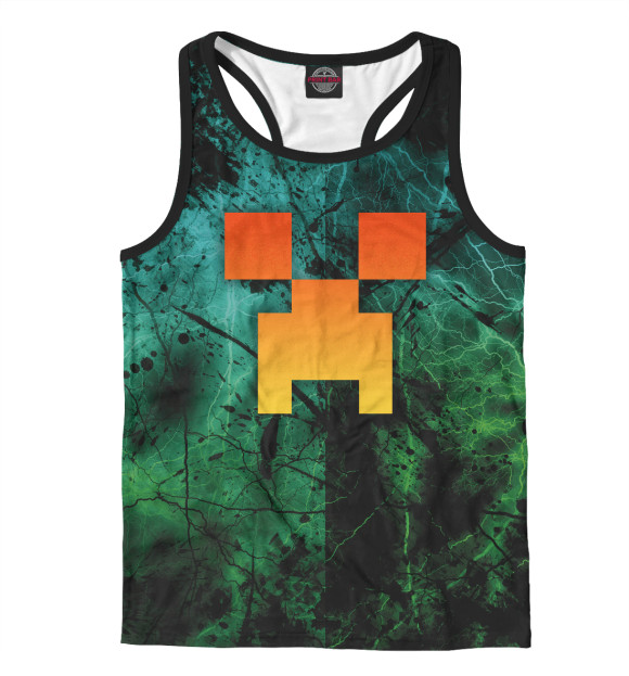 Мужская майка-борцовка с изображением МАЙНКРАФТ MINECRAFT цвета Белый