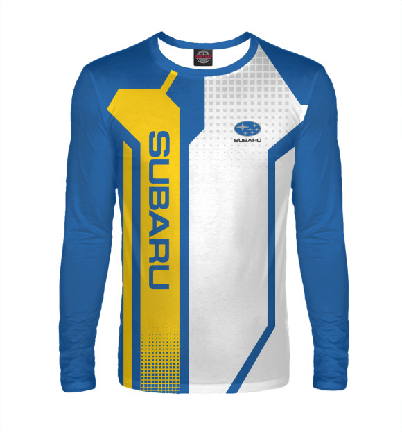 Мужской лонгслив с изображением Subaru  Driver team цвета Белый