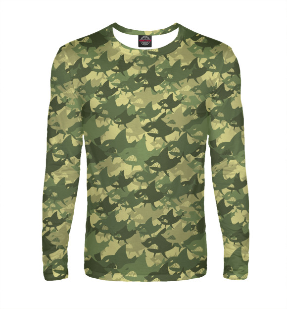 Мужской лонгслив с изображением Акулы цвета Белый