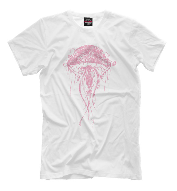 Мужская футболка с изображением Розовая медуза цвета Белый