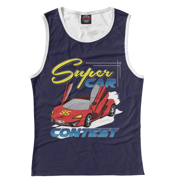 Майка для девочки с изображением Super Car цвета Белый