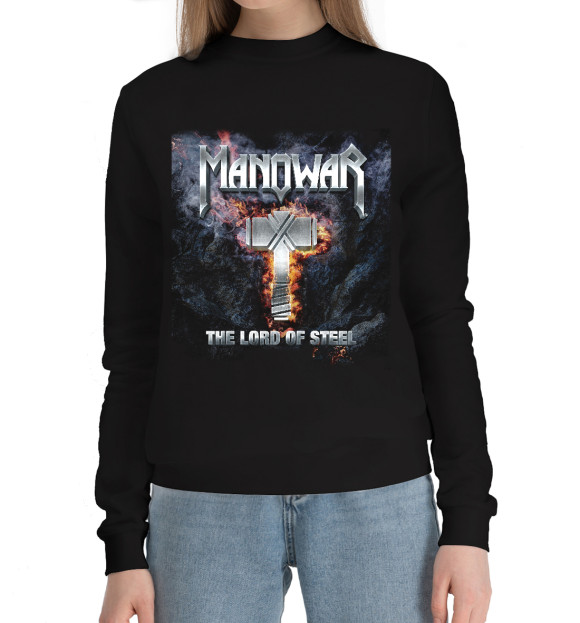 Женский хлопковый свитшот с изображением Manowar цвета Черный