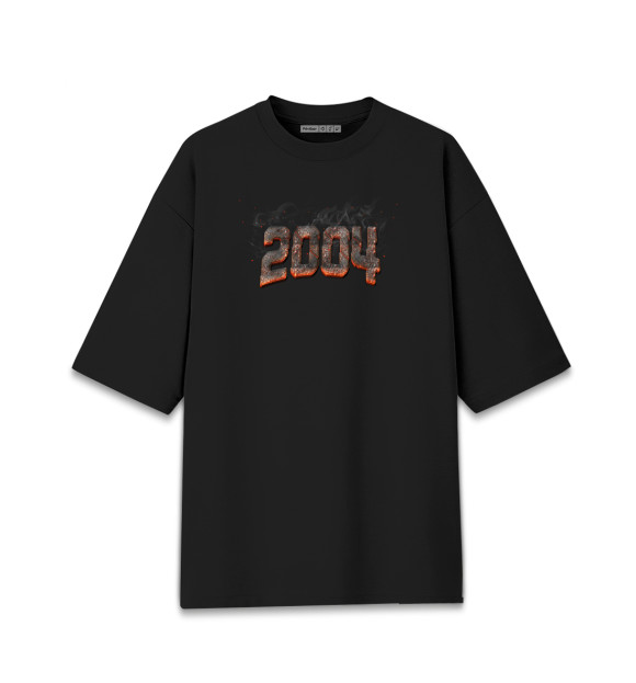 Мужская футболка оверсайз с изображением 2004 цвета Черный