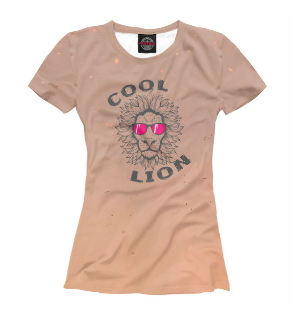 Футболка для девочек с изображением Cool Lion цвета Белый