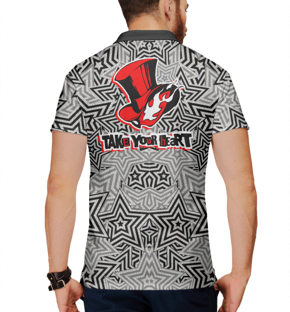 Мужское поло с изображением Persona 5 - Макото цвета Белый