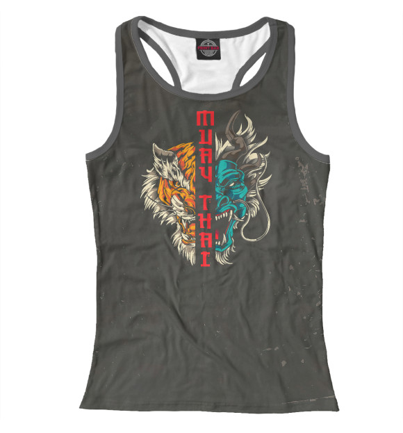 Женская майка-борцовка с изображением Muay Thai Dragon Tiger цвета Белый