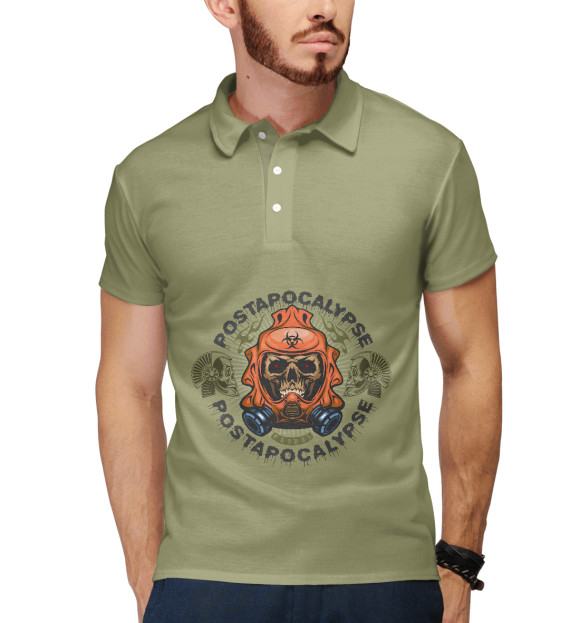 Мужское поло с изображением Postapocalypse цвета Белый