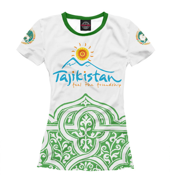 Женская футболка с изображением Tajikistan цвета Белый