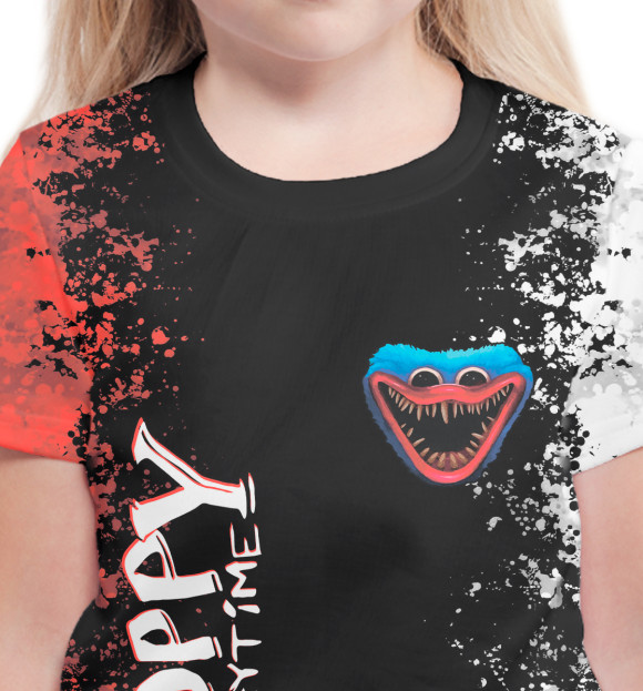 Футболка для девочек с изображением Poppy Playtime цвета Белый