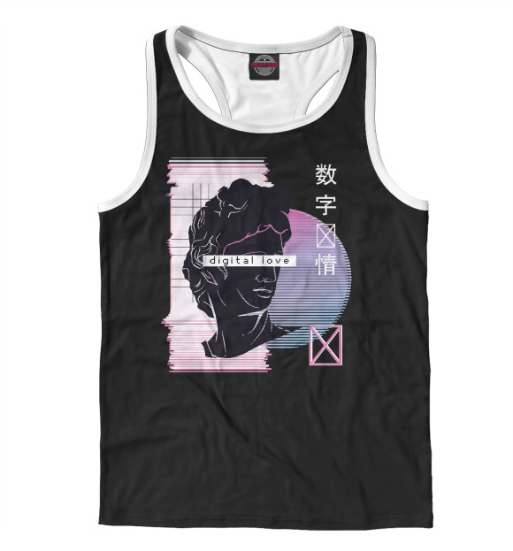 Мужская майка-борцовка с изображением Digital love цвета Белый
