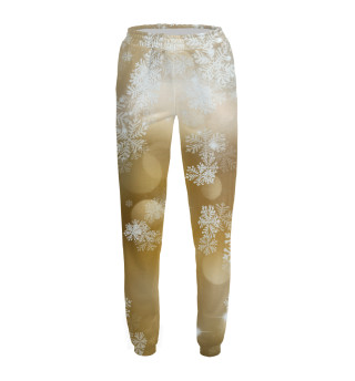 Женские спортивные штаны Снежинки на золотом