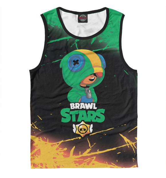 Мужская майка с изображением BRAWL STARS LEON цвета Белый