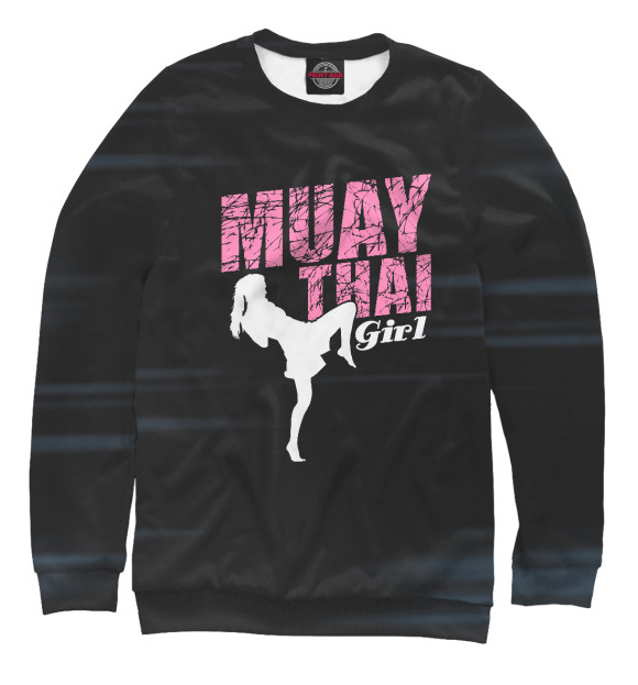 Свитшот для мальчиков с изображением Muay Thai Girl цвета Белый