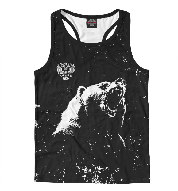 Мужская майка-борцовка с изображением Русский медведь и герб цвета Белый