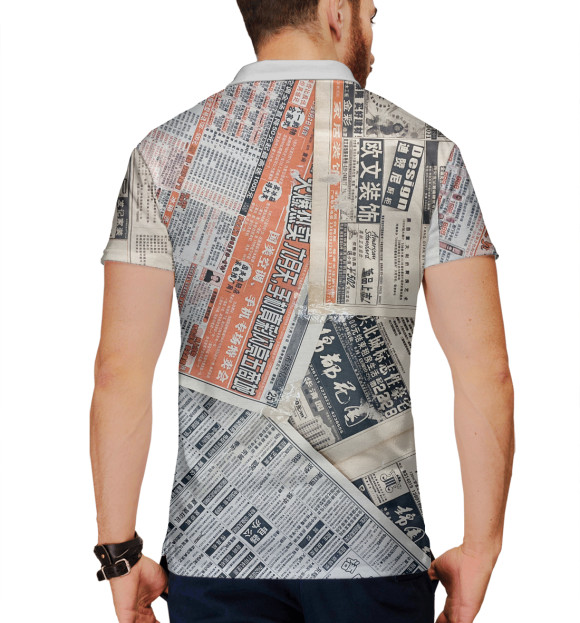 Мужское поло с изображением Газеты цвета Белый