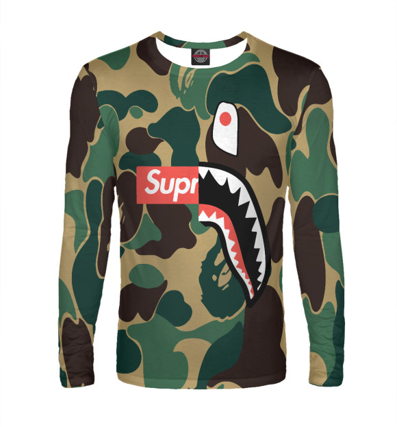 Мужской лонгслив с изображением BAPE цвета Белый