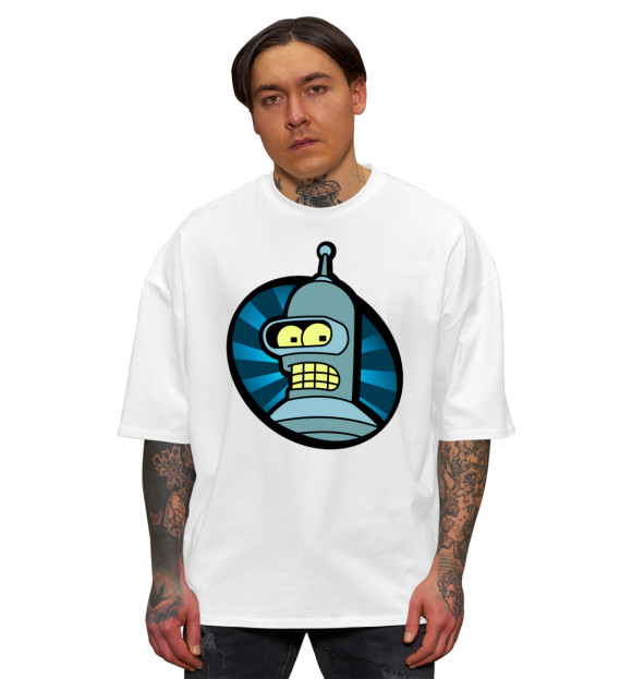 Мужская футболка оверсайз с изображением Futurama цвета Белый