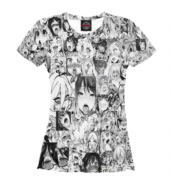 Футболка для девочек с изображением Ahegao | Ахэгао цвета Белый