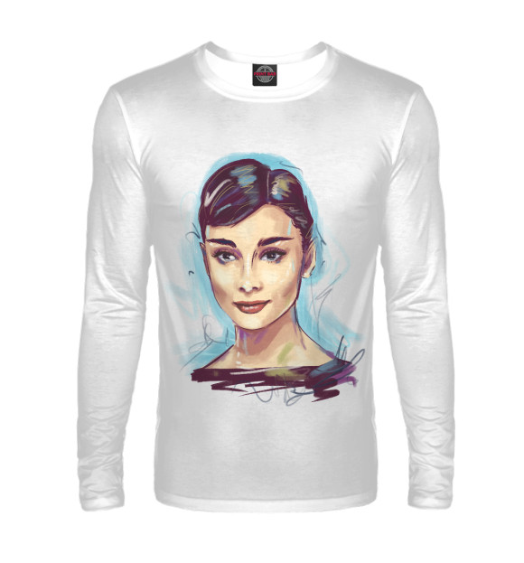 Мужской лонгслив с изображением Audrey Hepburn цвета Белый