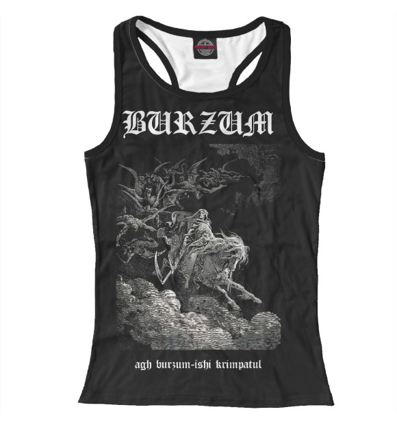 Женская майка-борцовка с притом Burzum ishi krimpatul цвета Белый Женская майка-борцовка с изображением Burzum ishi krimpatul цвета Белый