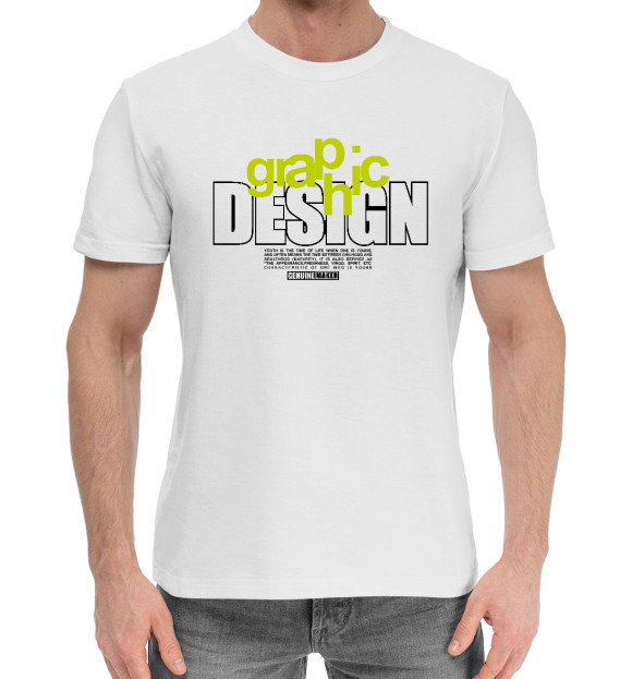 Мужская хлопковая футболка с изображением Graphic design (разводы) цвета Белый
