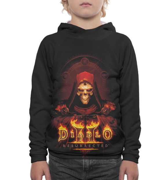 Худи для мальчика с изображением Diablo II: Resurrected цвета Белый