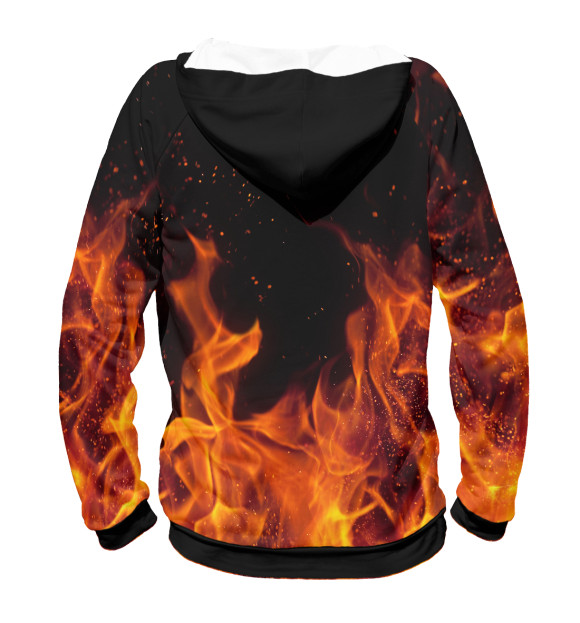 Женское худи с изображением Символ светоч в пламени цвета Белый