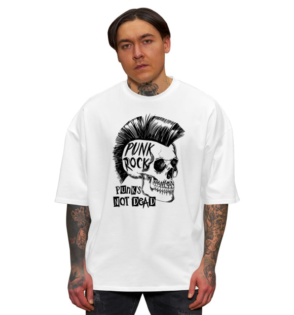 Мужская футболка оверсайз с изображением Панк рок цвета Белый