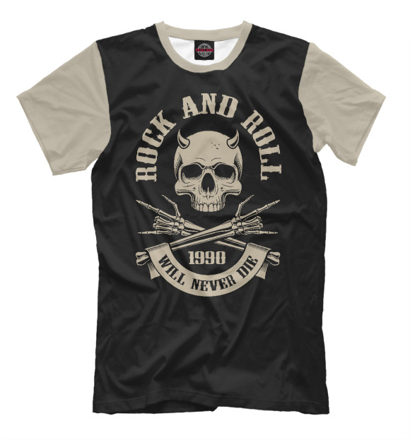 Футболка для мальчиков с изображением Rock N Roll - skull цвета Белый