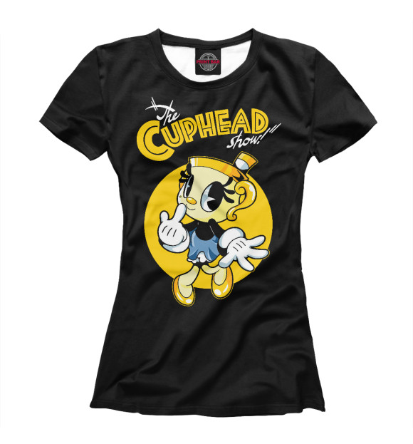 Женская футболка с изображением The Cuphead show! Chalice цвета Белый